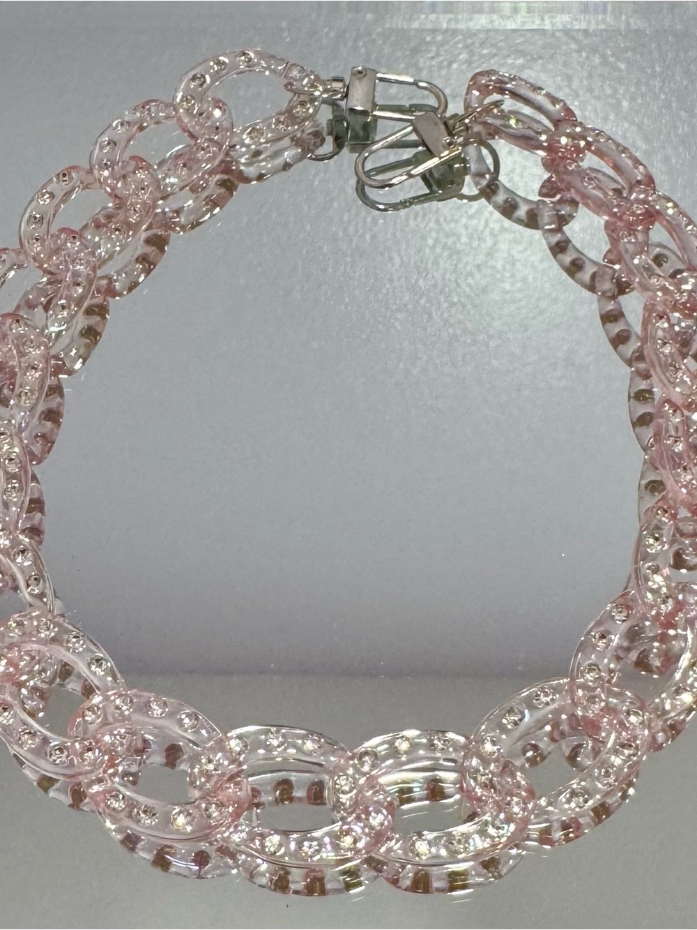 New Slim Pink Rhinestone Link Bag Chain 18 inches